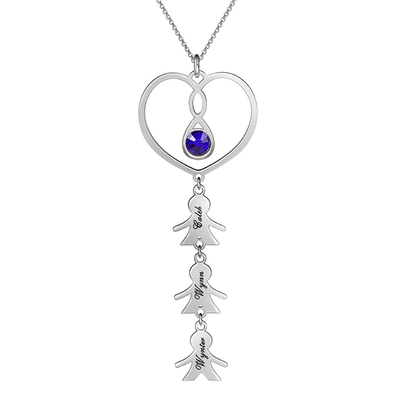 Gnoce „Family Love” Spersonalizowany grawerowany naszyjnik platerowany 18-karatowym różowym złotem Sterling Silver z kamieniem urodzeniowym - Image 3