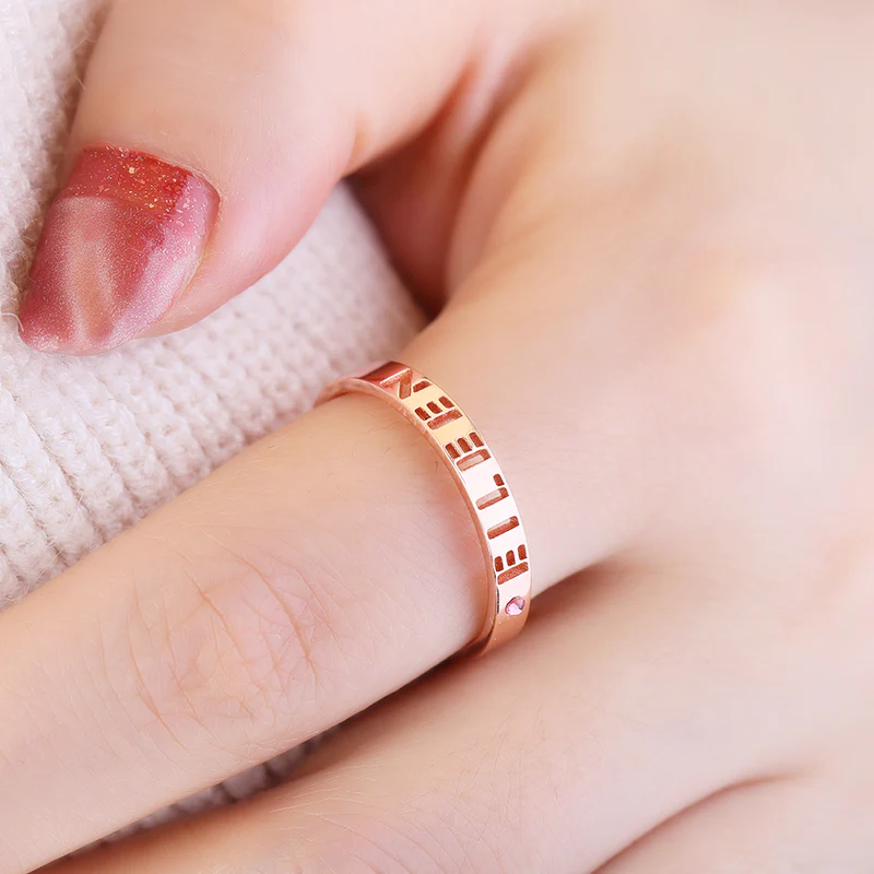 Gnoce Pierścionek z imieniem z kamieniem urodzeniowym ze srebra próby 925 „I Am Yours”. - Image 5