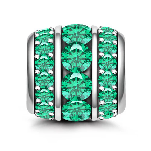 Gnoce Okrągła cyrkonia Birthstone Charm Platynowa Srebrna Mieszanka