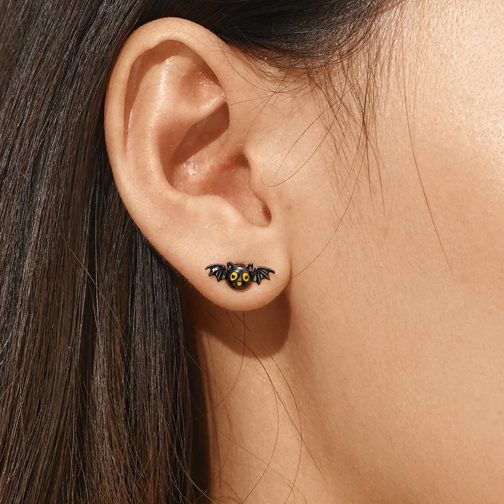 Gnoce Kolczyki w kształcie nietoperza Halloween Mieszanka srebra platerowanego platyną - Image 5