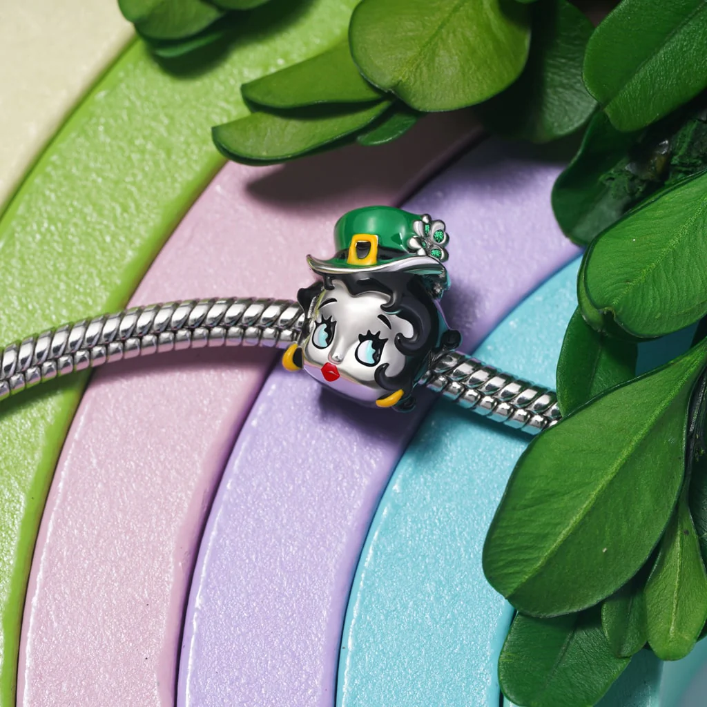Gnoce Charms Betty Boop na Dzień Świętego Patryka Mieszanka srebra platerowanego platyną - Image 3