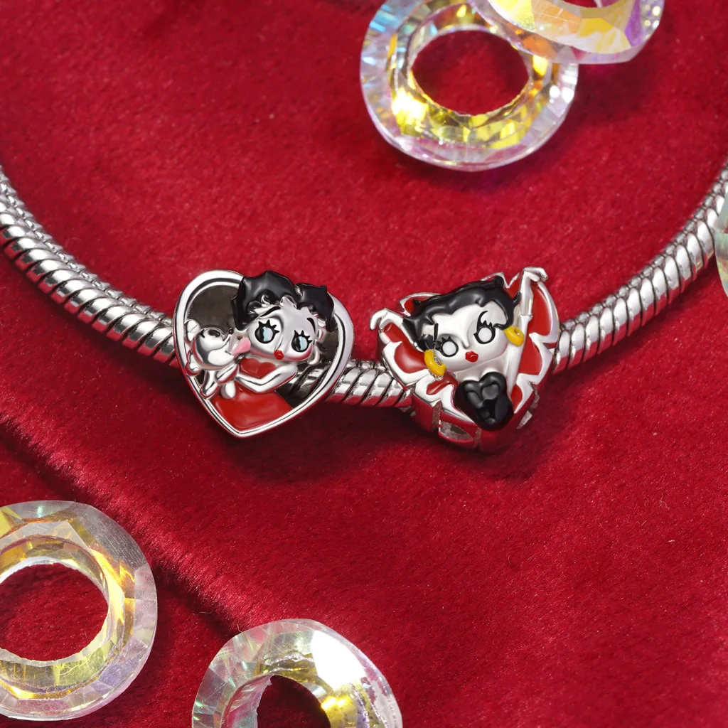 Gnoce Słodki Betty Boop Uściski Szczeniaka Urok Mieszanka srebra platerowanego platyną - Image 3