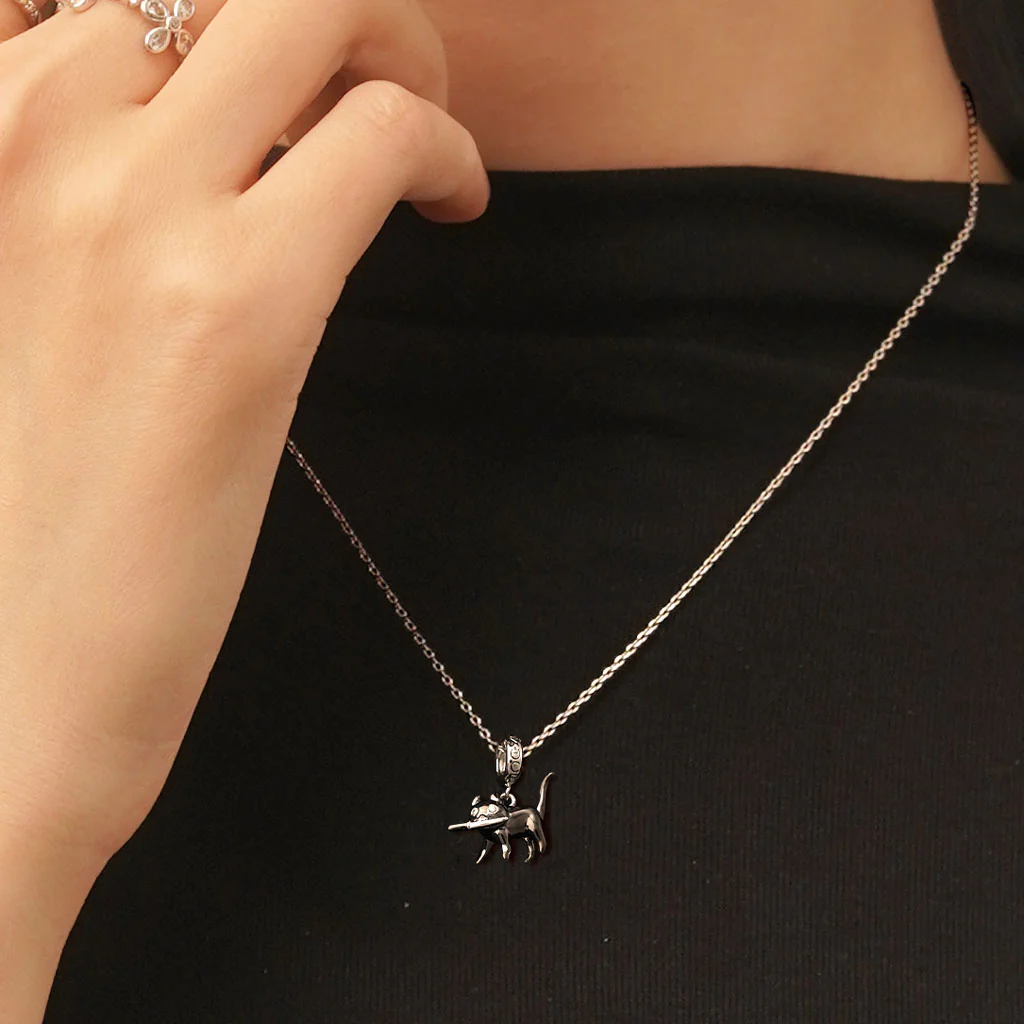 Gnoce Charms biżuteryjne z dangle czarnego kota Mieszanka srebra platerowanego platyną - Image 6