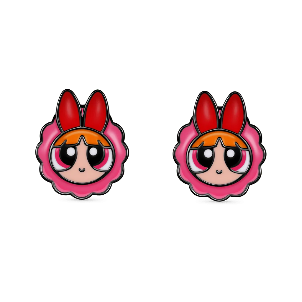 Gnoce Powerpuff Girls Kwiat kolczyki Mieszanka srebra platerowanego platyną