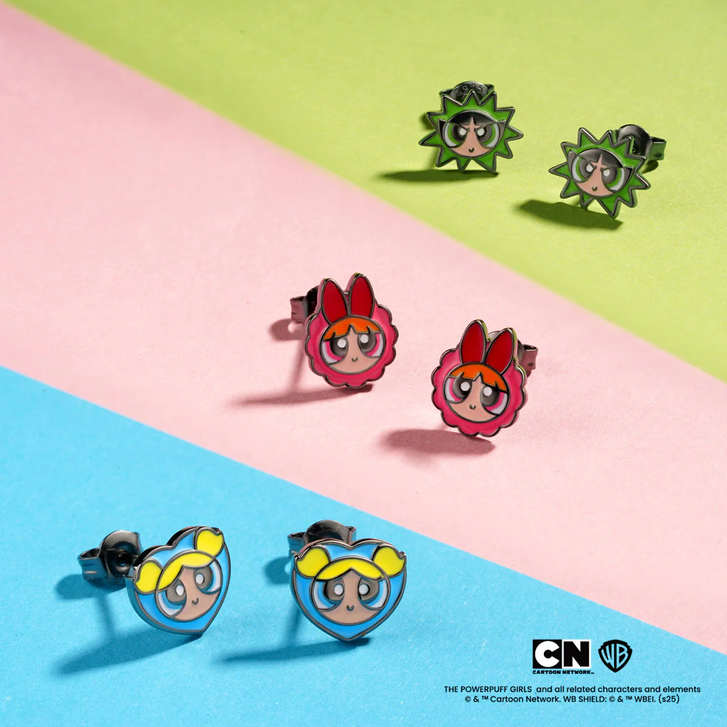 Gnoce Kolczyki na sztyfty Buttercup z Powerpuff Girls Mieszanka srebra platerowanego platyną - Image 3