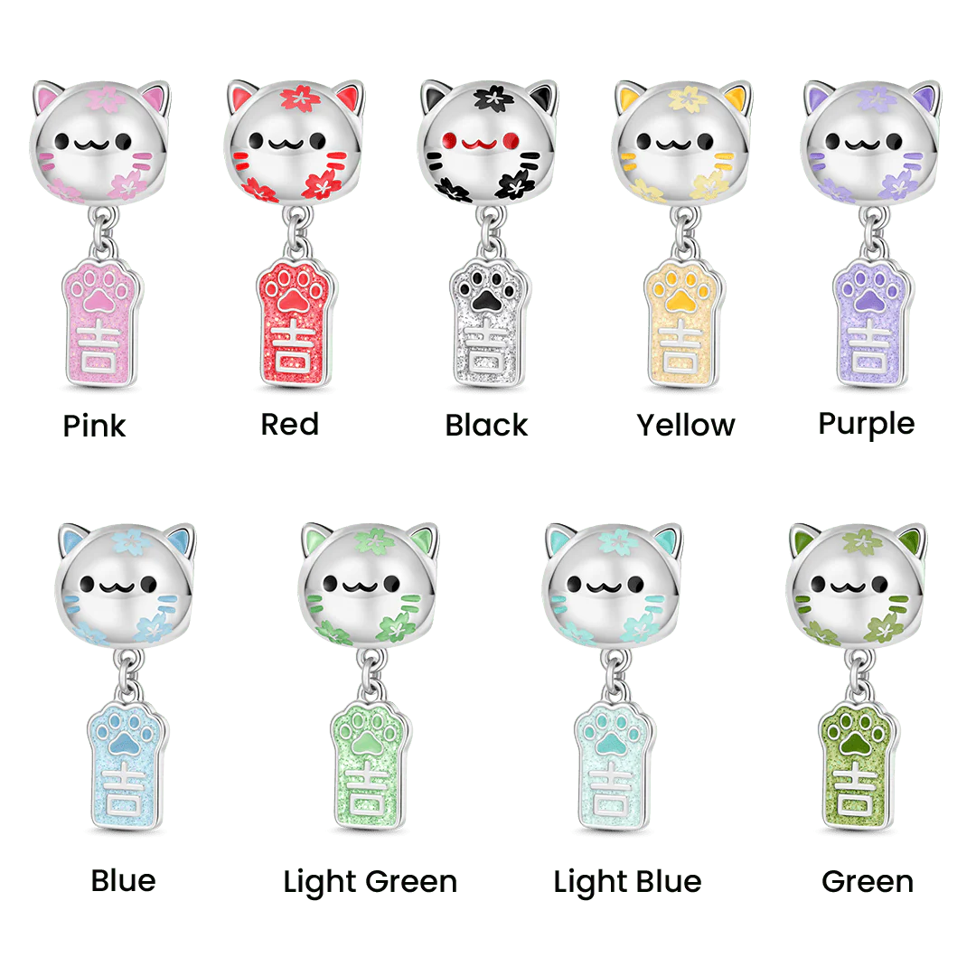 Gnoce Amulet Charms Dzwonek Wietrzny Kot Mieszanka srebra platerowanego platyną - Image 2