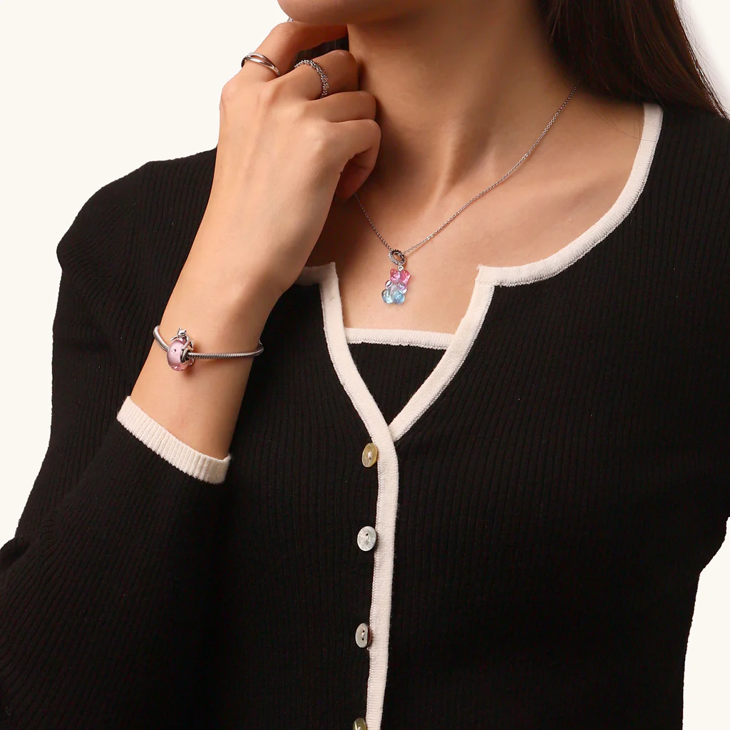 Gnoce Śliczny kot leżący na różowym szkle Charms - Image 4