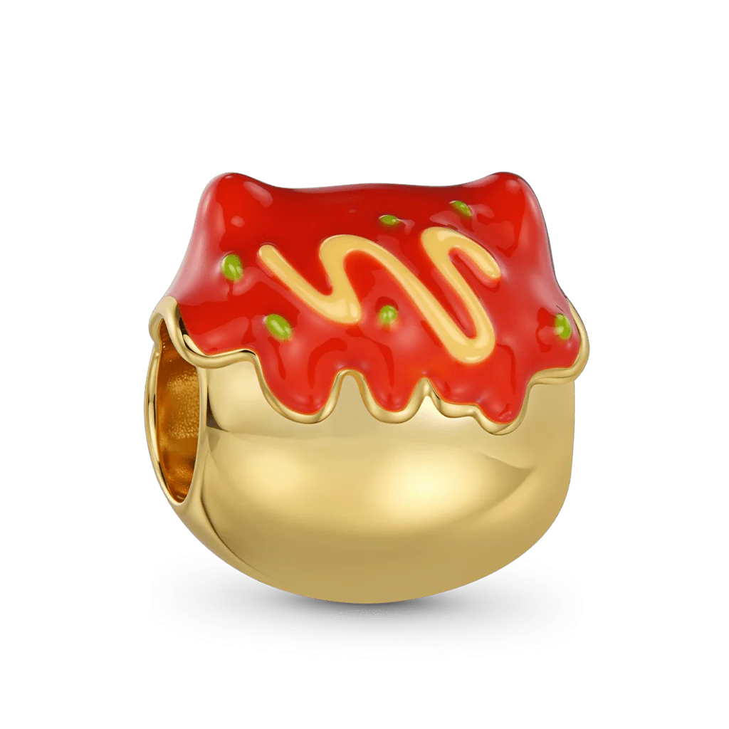 Gnoce Urok kota Takoyaki Mieszanka srebra platerowanego platyną - Image 5