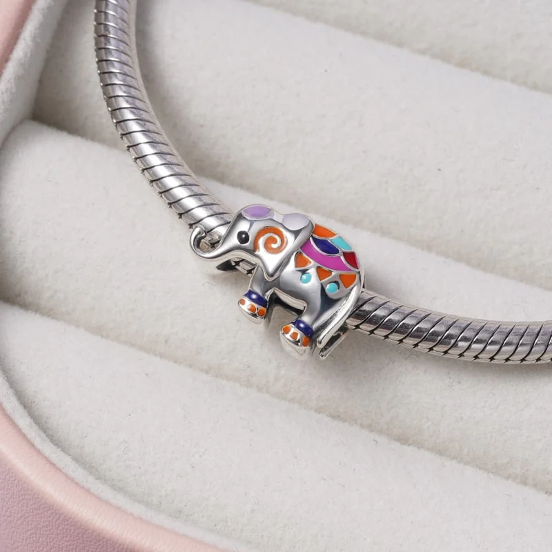 Charms Kolorowy Słoń ze srebra próby 925 - Image 2