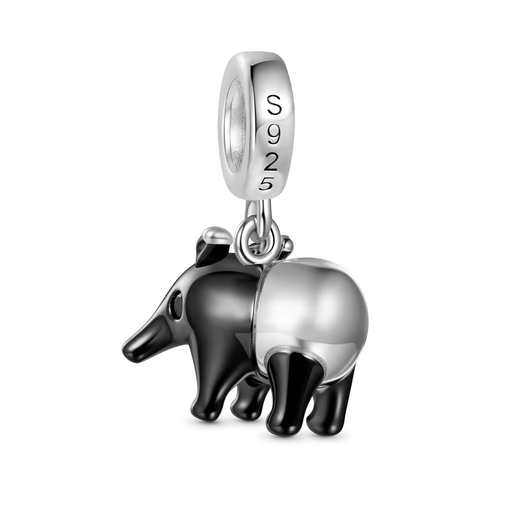 Gnoce Urocza zawieszka tapira malajskiego Mieszanka srebra platerowanego platyną - Image 2