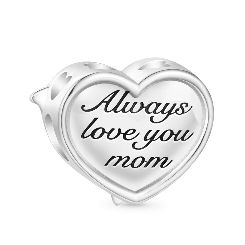 Gnoce "Always love you mom" delfin serce Charms - Image 2
