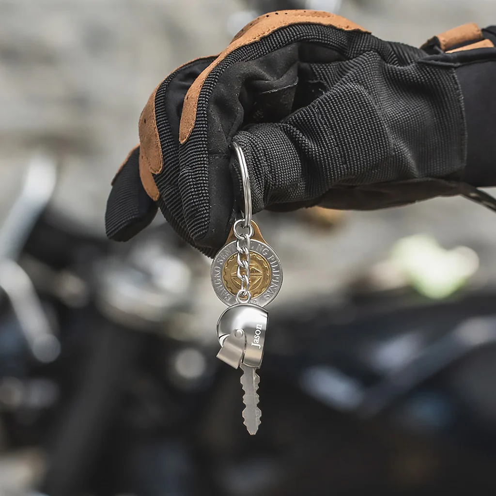 Gnoce Personalizowany Grawerowany Brelok z Hełmem Motocyklowym - Image 4