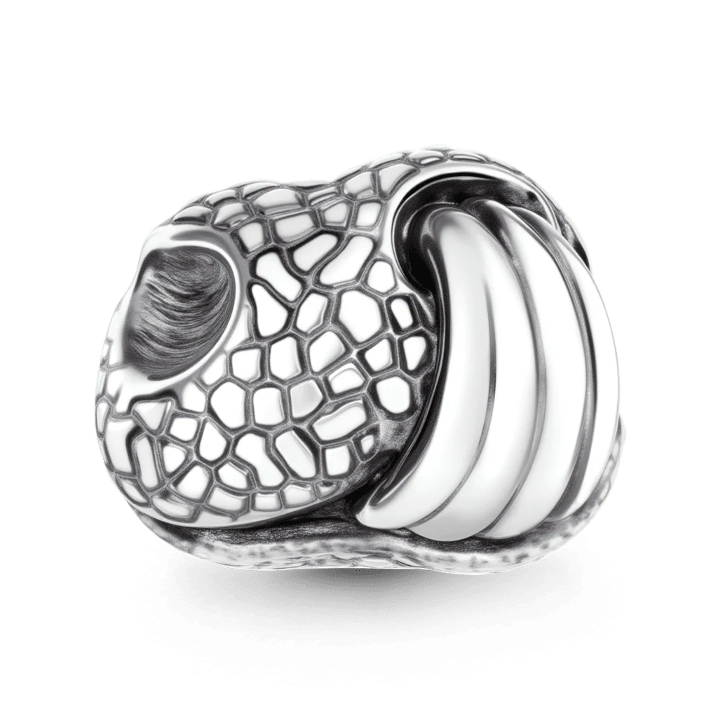 Gnoce Grawerowany amulet w kształcie nosa i języka, powlekany platyną ze srebrnego stopu