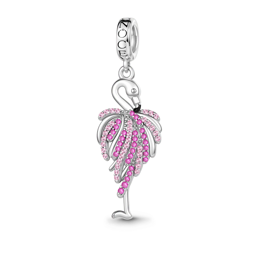 Gnoce Amulet Flaminga Mieszanka srebra platerowanego platyną