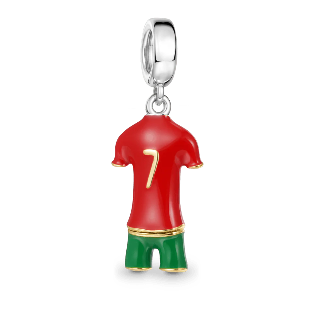 Gnoce Zawieszka z koszulką piłkarską gwiazdy reprezentacji Portugalii, stop platynowo-srebrny - Image 5