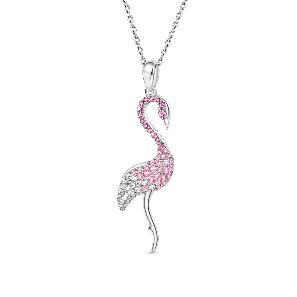 Gnoce Naszyjnik Pave Flamingo Gradient Mieszanka srebra platerowanego platyną