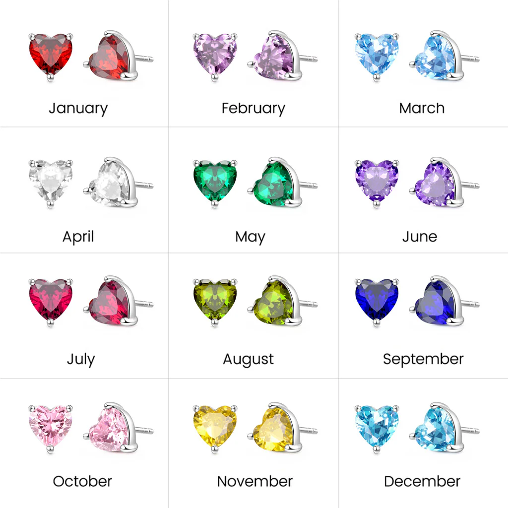Gnoce Lśniące Serce Birthstone Kolczyki - Image 3
