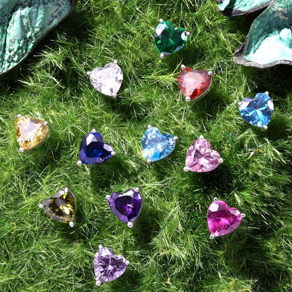 Gnoce Lśniące Serce Birthstone Kolczyki - Image 4