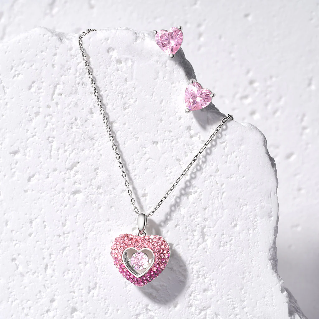 Gnoce Lśniące Serce Birthstone Kolczyki - Image 5