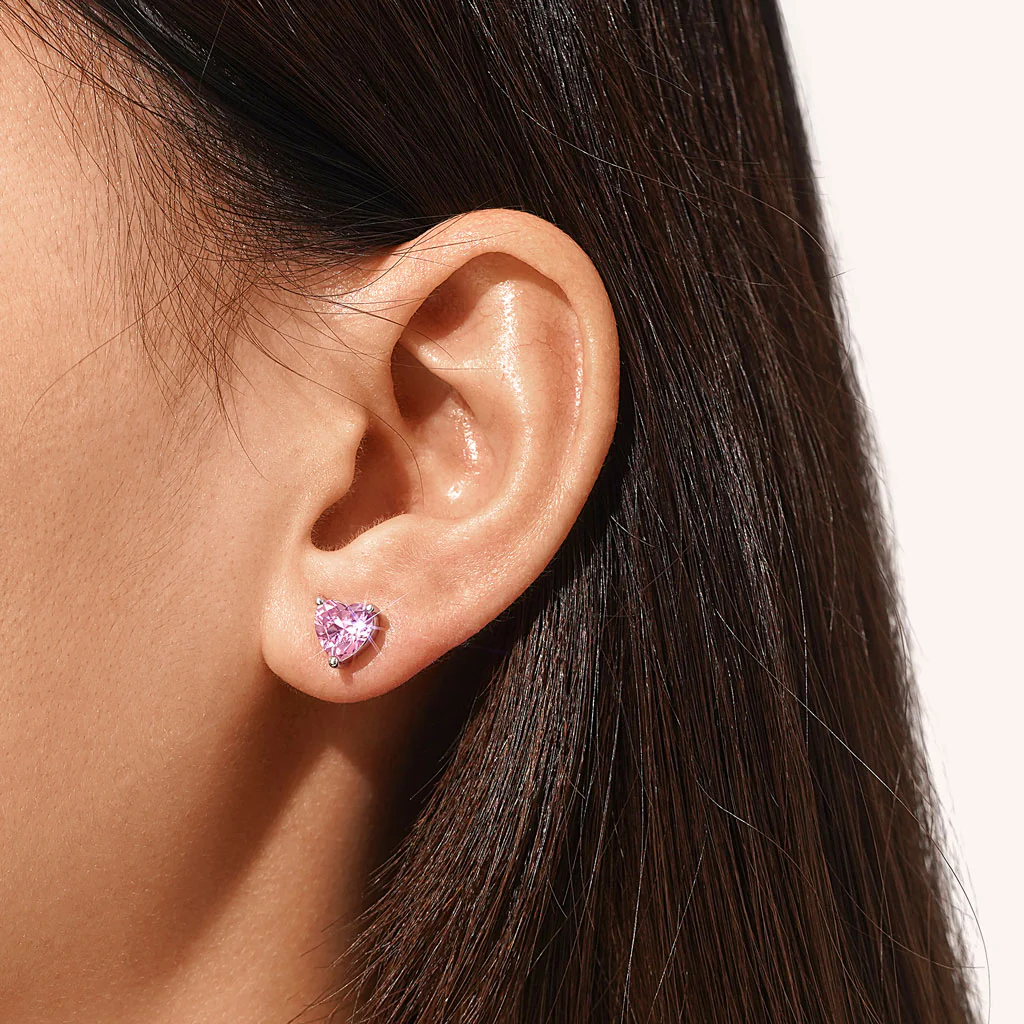Gnoce Lśniące Serce Birthstone Kolczyki - Image 6