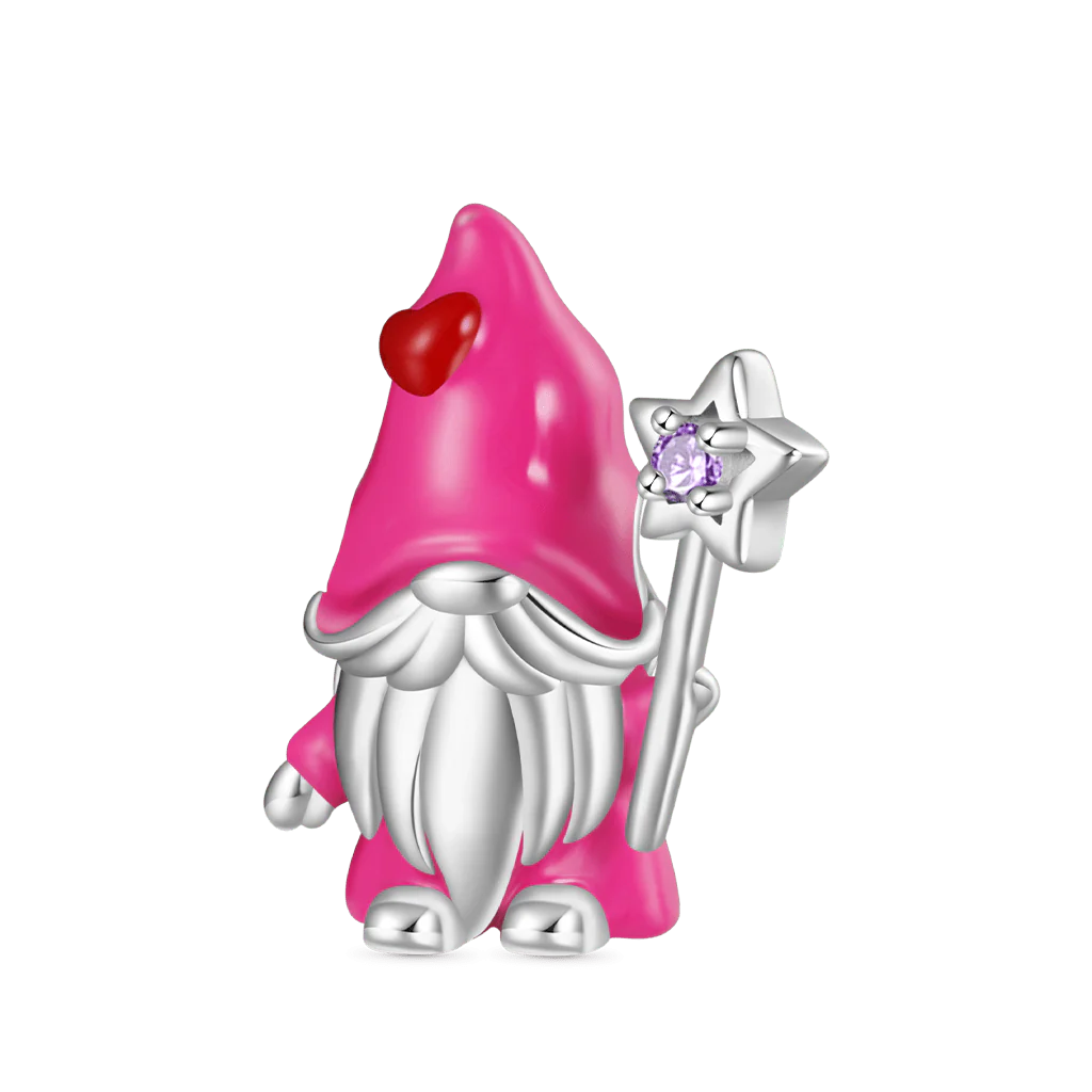 Gnoce Gnome Trzymający Gwiazdę Laskę Urok Kamień Urodzenia Mieszanka srebra platerowanego platyną - Image 2