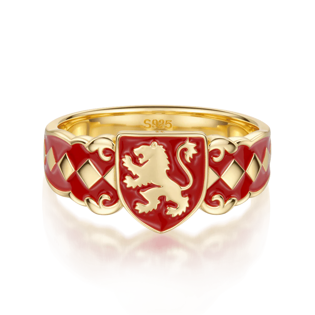 Gnoce Pierścień z Lwem Gryffindor Mieszanka srebra platerowanego platyną