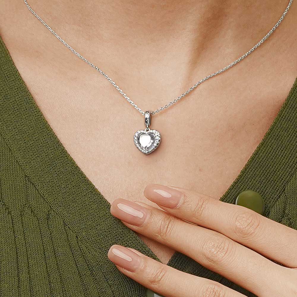 Gnoce Charm foto personalizowany serce błyszczące Mieszanka srebra platerowanego platyną - Image 3