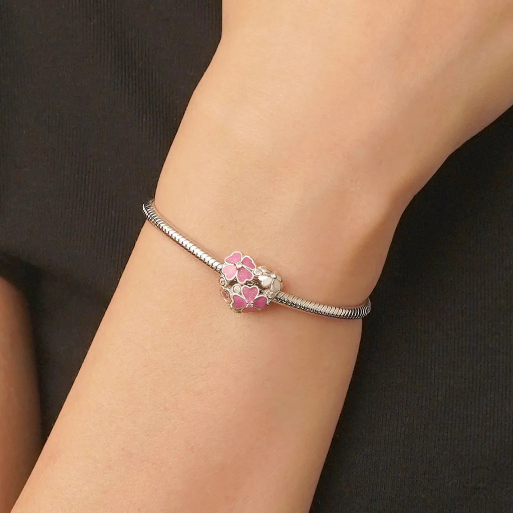Gnoce Serce Różowa Czterolistna Koniczyna Charms - Image 5