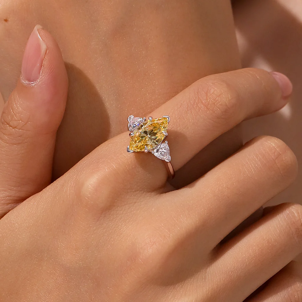 Gnoce Błyszczące pierścionki z diamentem Topaz o wysokiej zawartości węgla - Image 4