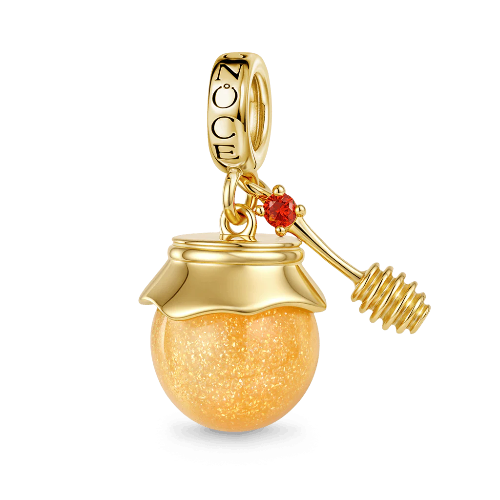 Gnoce Amulet Kokarda Miodowa z Łyżeczką Mieszanka srebra platerowanego platyną