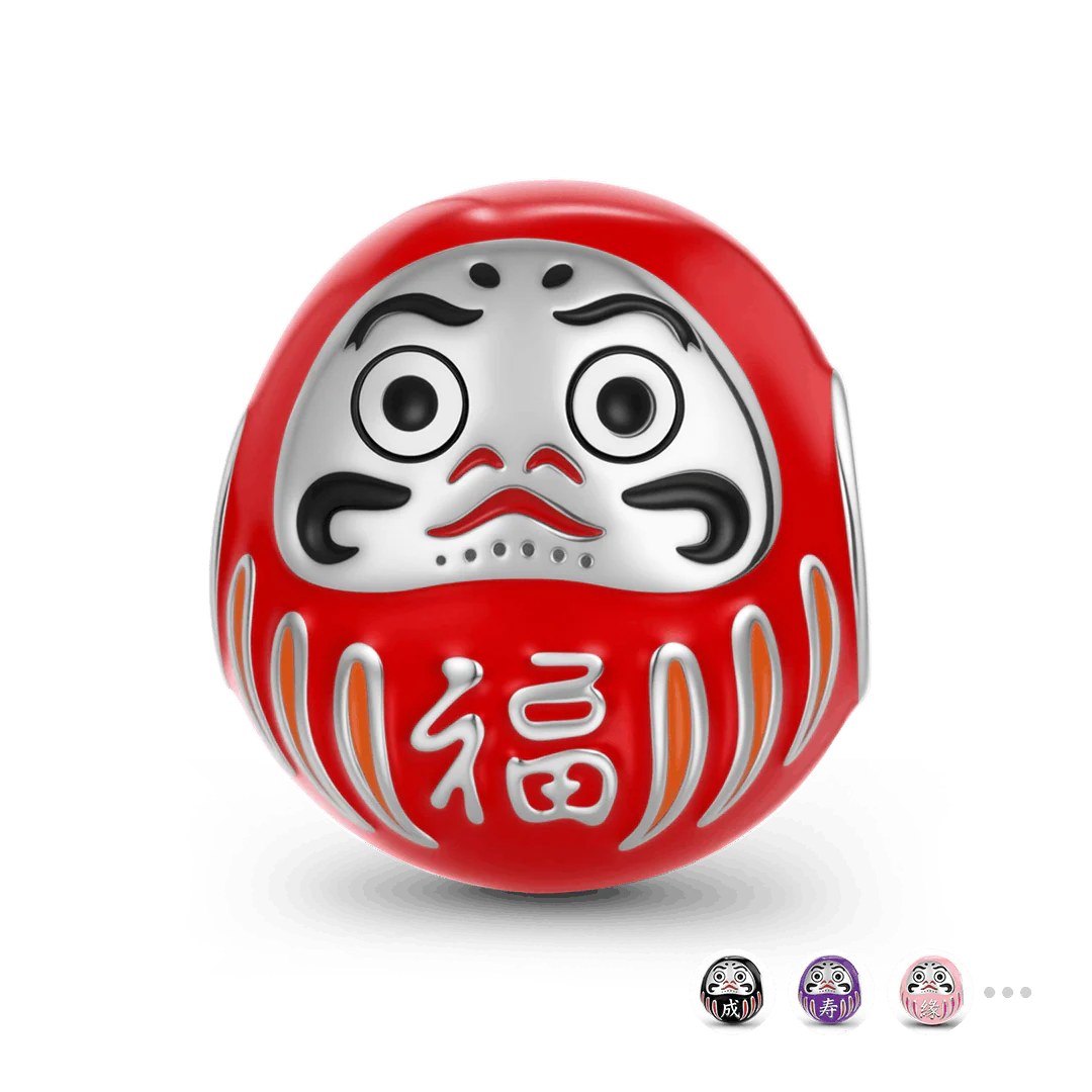 Gnoce charm Daruma japoński Mieszanka srebra platerowanego platyną