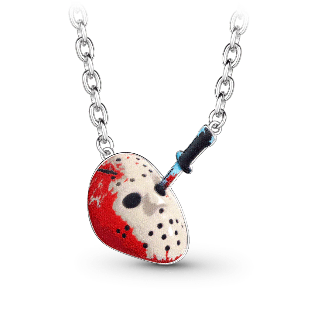 Gnoce naszyjnik maska hokejowa Jason Voorhees piątek 13 Mieszanka srebra platerowanego platyną