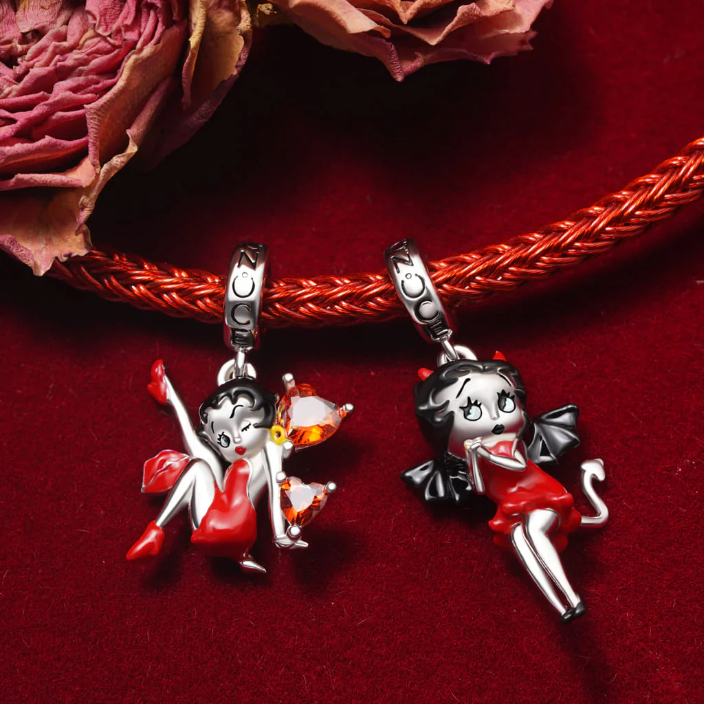 Gnoce Zawieszka Mały Diabeł Halloween Betty Boop Charm Mieszanka srebra platerowanego platyną - Image 3