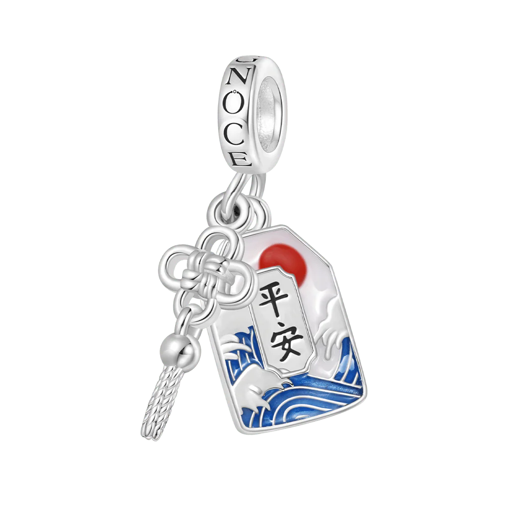 Gnoce Lucky Amulet Ukiyo-e Charm Mieszanka srebra platerowanego platyną