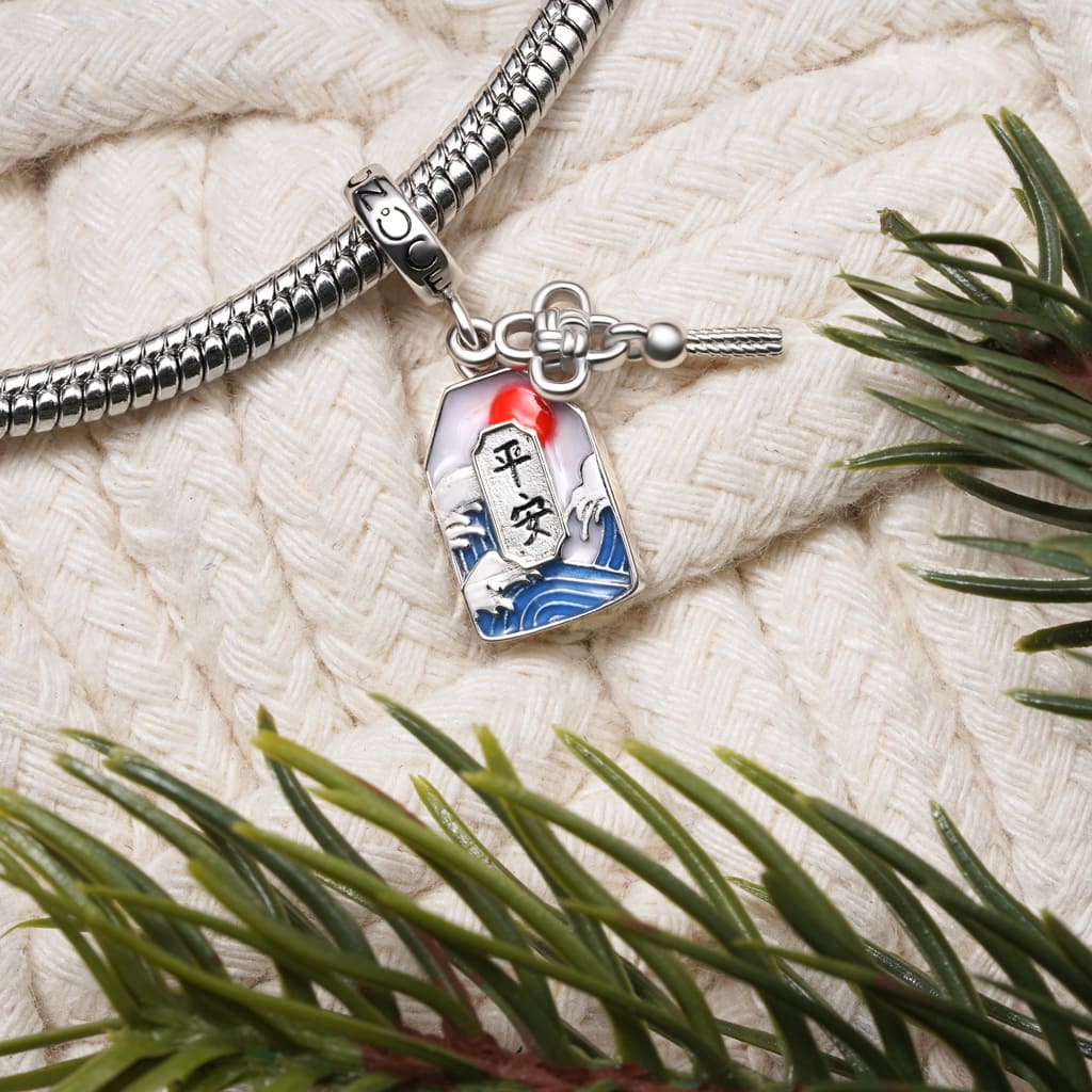 Gnoce Lucky Amulet Ukiyo-e Charm Mieszanka srebra platerowanego platyną - Image 3