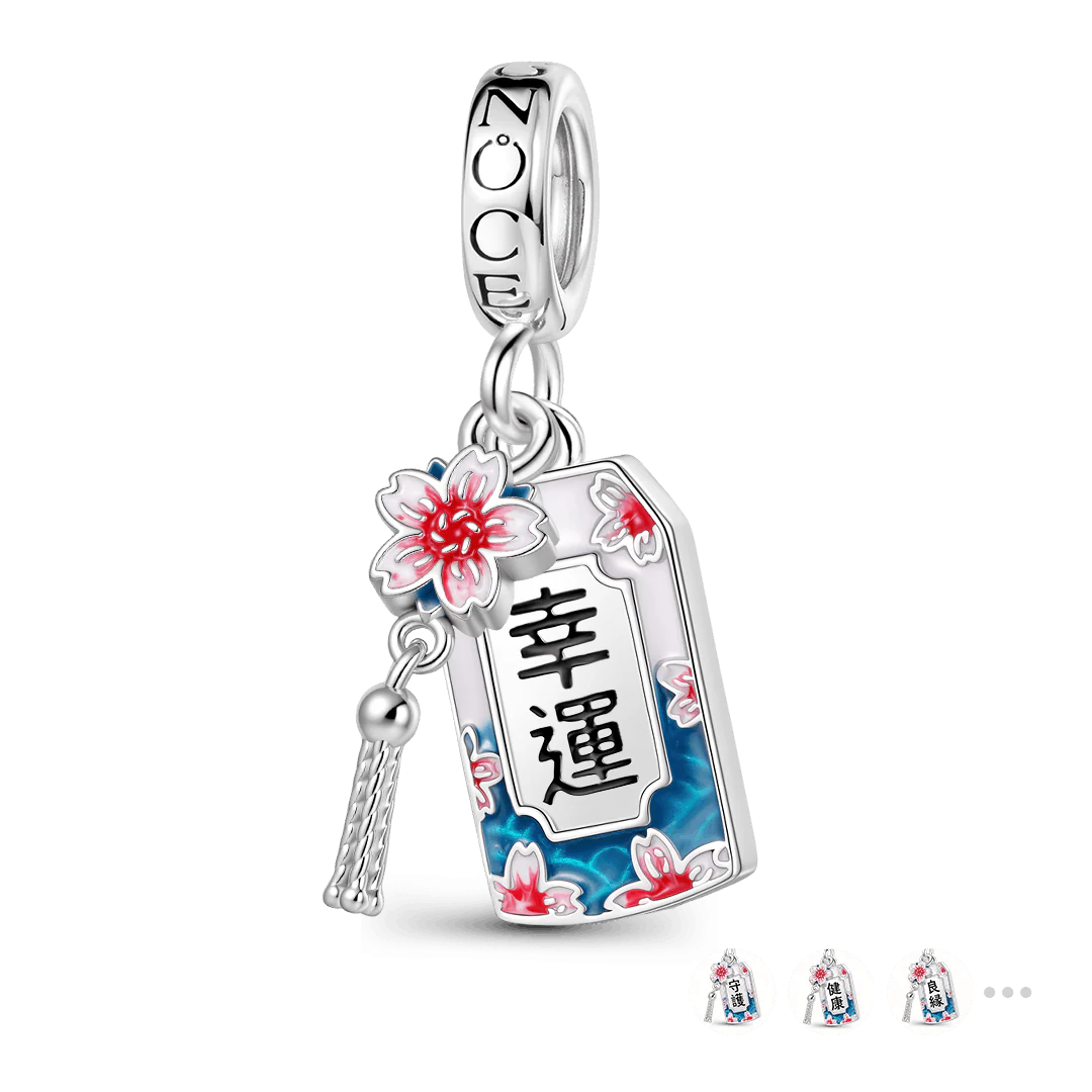 Gnoce Amulet Ukiyo-e Urok Wiśni Mieszanka srebra platerowanego platyną