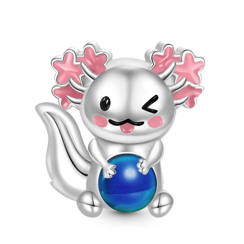 Gnoce Urokliwy nastrój Axolotl meksykański magiczny Mieszanka srebra platerowanego platyną - Image 2