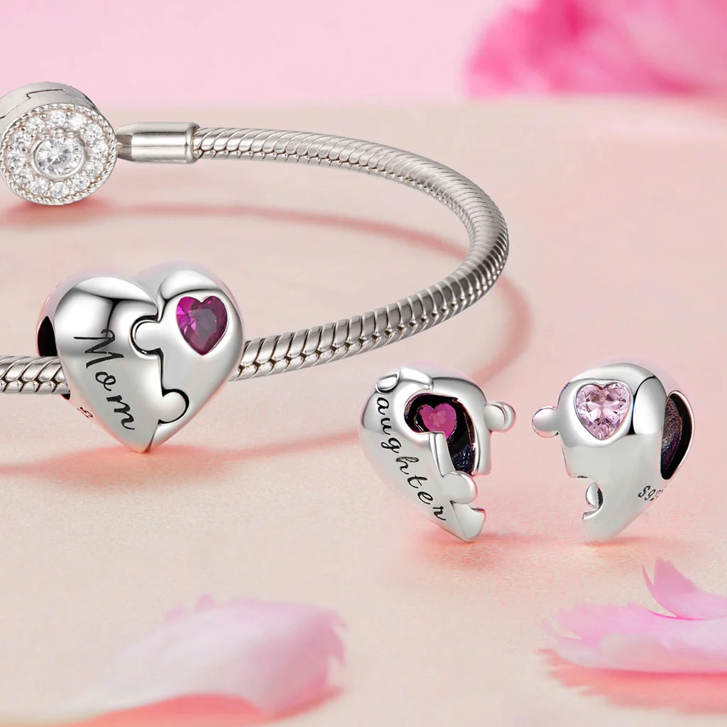 Gnoce Charms Mom Daughter Puzzle Serce - Image 3