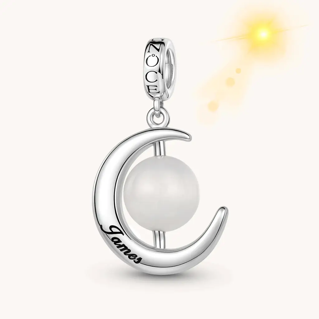 Gnoce Grawerowalny Amulet Księżyca Mieszanka srebra platerowanego platyną - Image 2