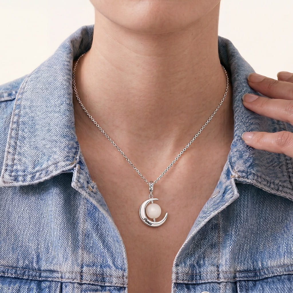 Gnoce Grawerowalny Amulet Księżyca Mieszanka srebra platerowanego platyną - Image 3