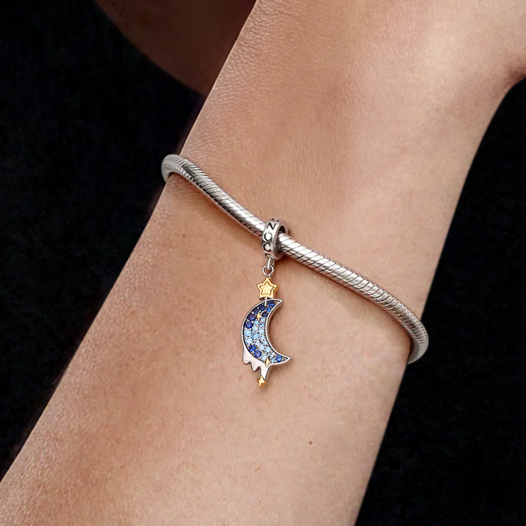 Gnoce Amulet księżyca i gwiazdy, powlekany platyną ze srebrnego stopu - Image 2