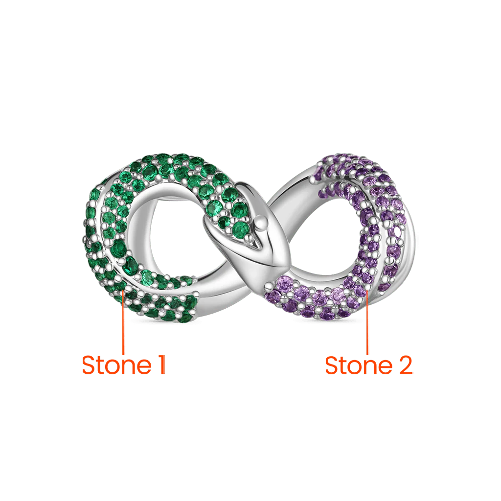 Gnoce Charms z kamieniem urodzinowym z cyrkonią osadzonym w ouroboros Mieszanka srebra platerowanego platyną - Image 3