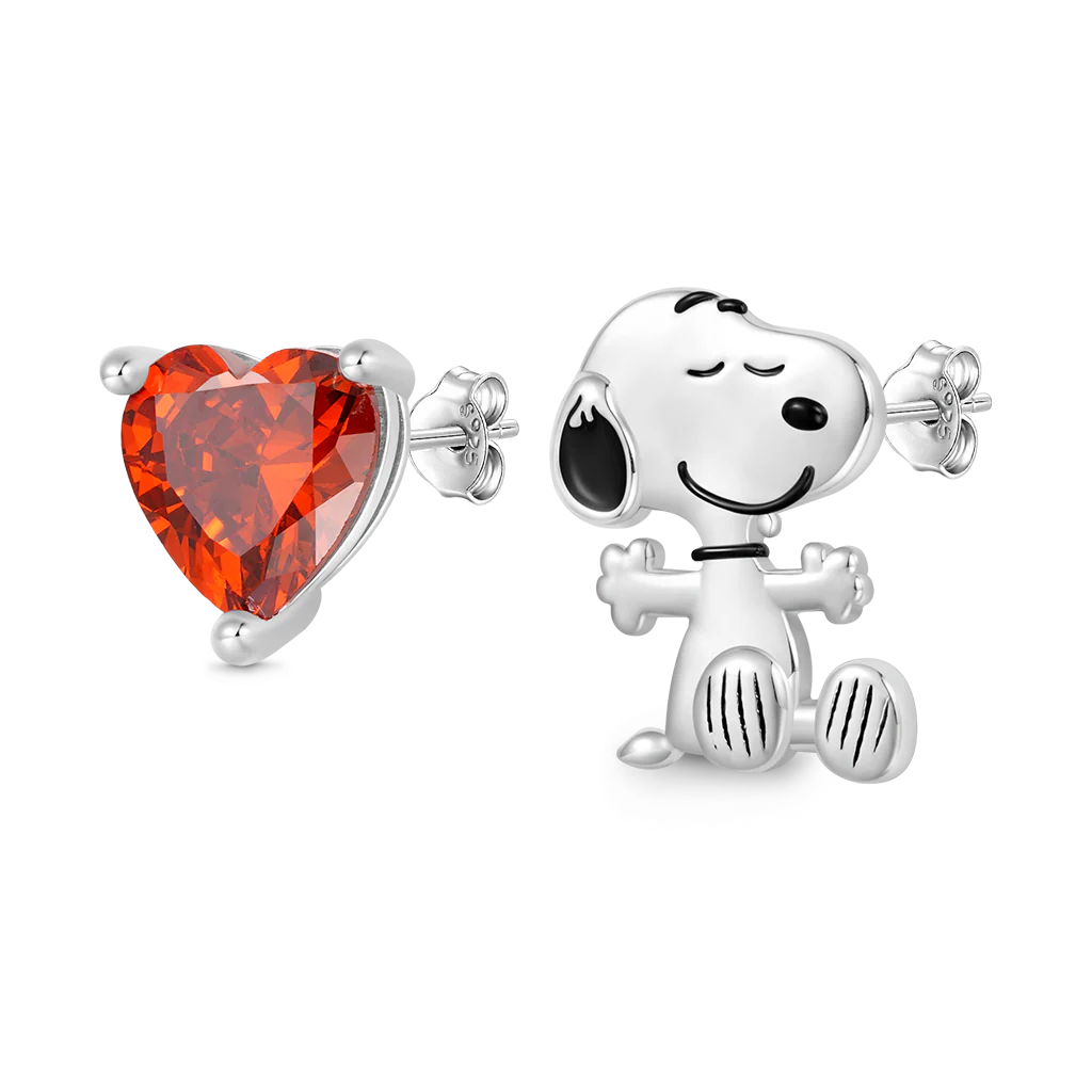 Gnoce Peanuts "Znajdź swoją prawdziwą miłość" kolczyki Snoopy Heart Stud