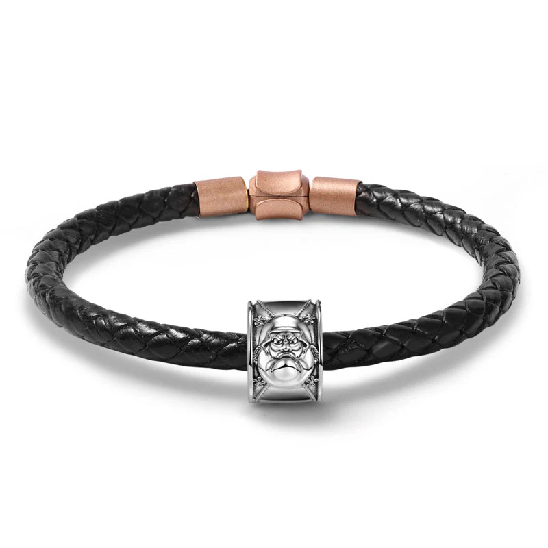 Satsuma Vintage Charms S925 srebro z prezentem miedziana czarna skórzana męska bransoletka biżuteria dla mężczyzn