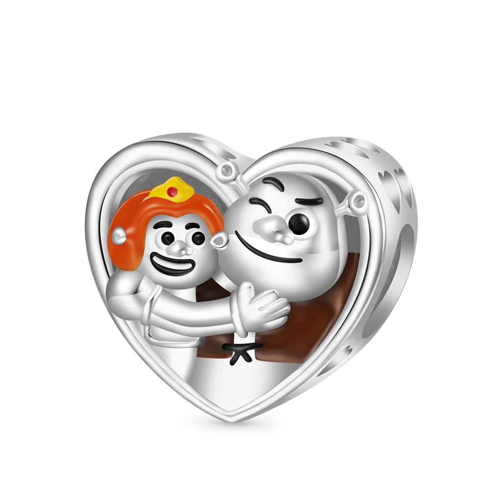 Gnoce Charms w kształcie serca Shrek i Fiona
