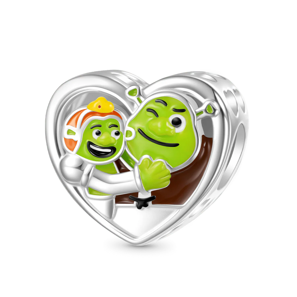 Gnoce 'I LOVE OGRES' Shrek & Fiona Charms w kształcie serca