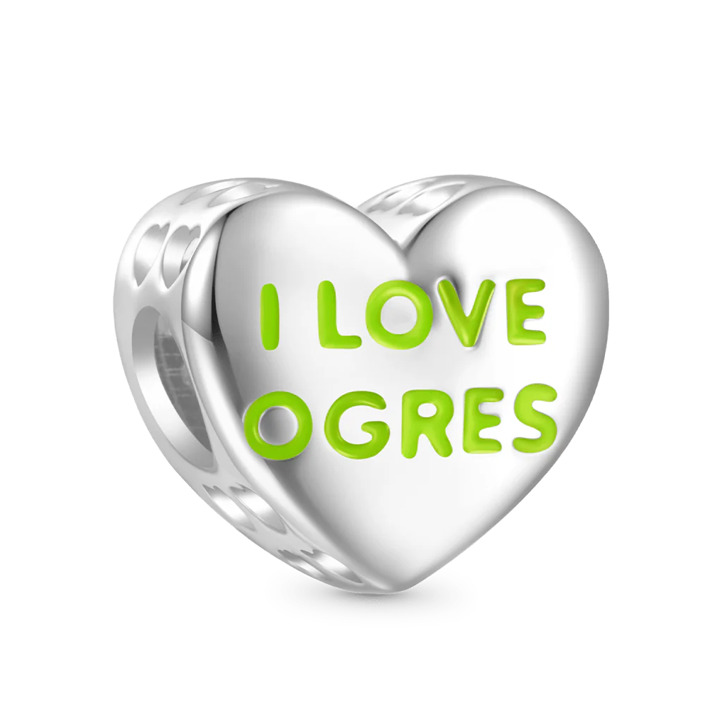 Gnoce 'I LOVE OGRES' Shrek & Fiona Charms w kształcie serca - Image 2