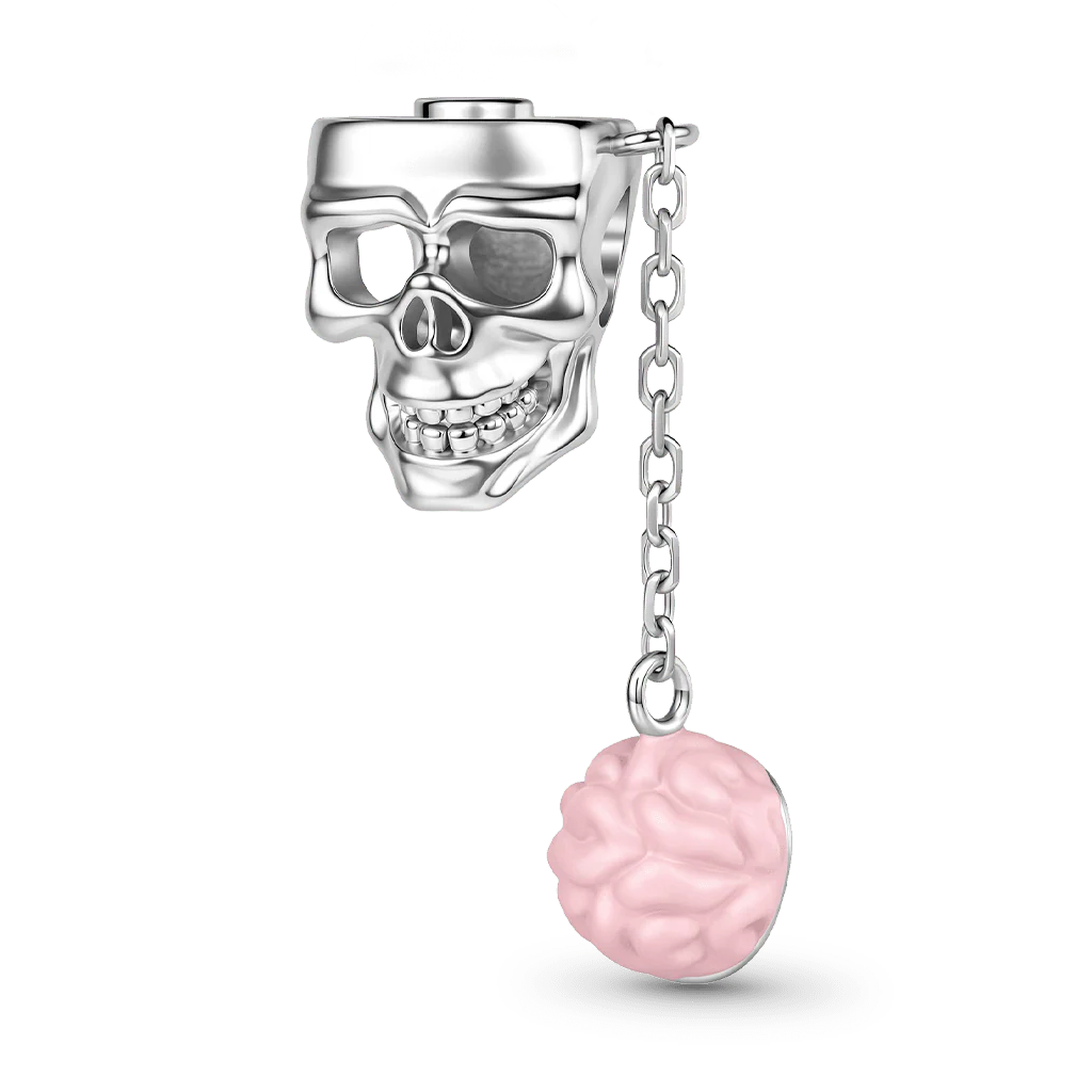Gnoce Amulet Czaszki z Mózgiem Mieszanka srebra platerowanego platyną - Image 2