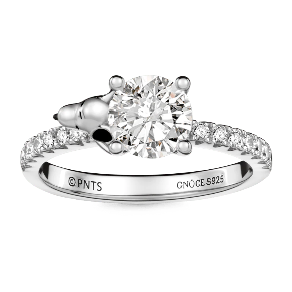 Gnoce Peanuts Snoopy niosący moissanite Round Cut Ring - Image 4