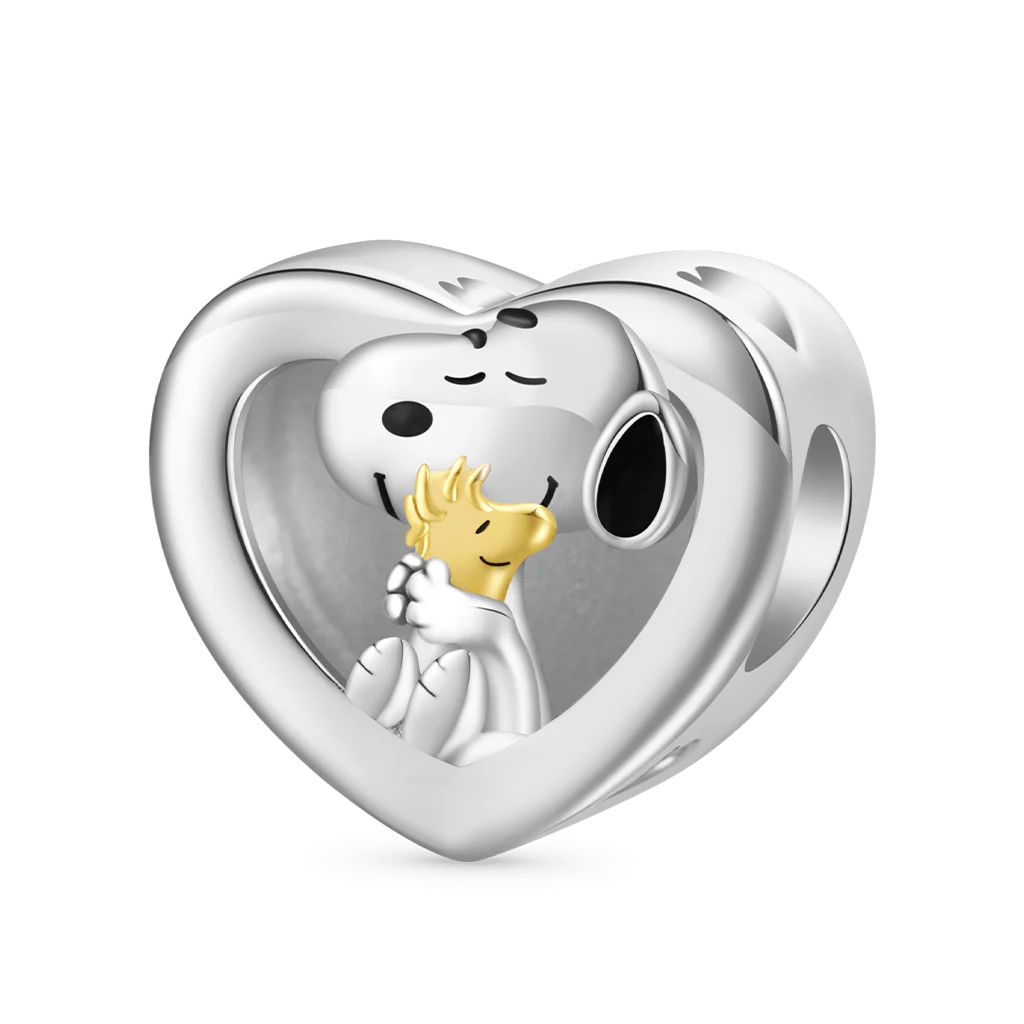 Gnoce Snoopy przytula Woodstock Spersonalizowany Foto Charm Heart - Image 2